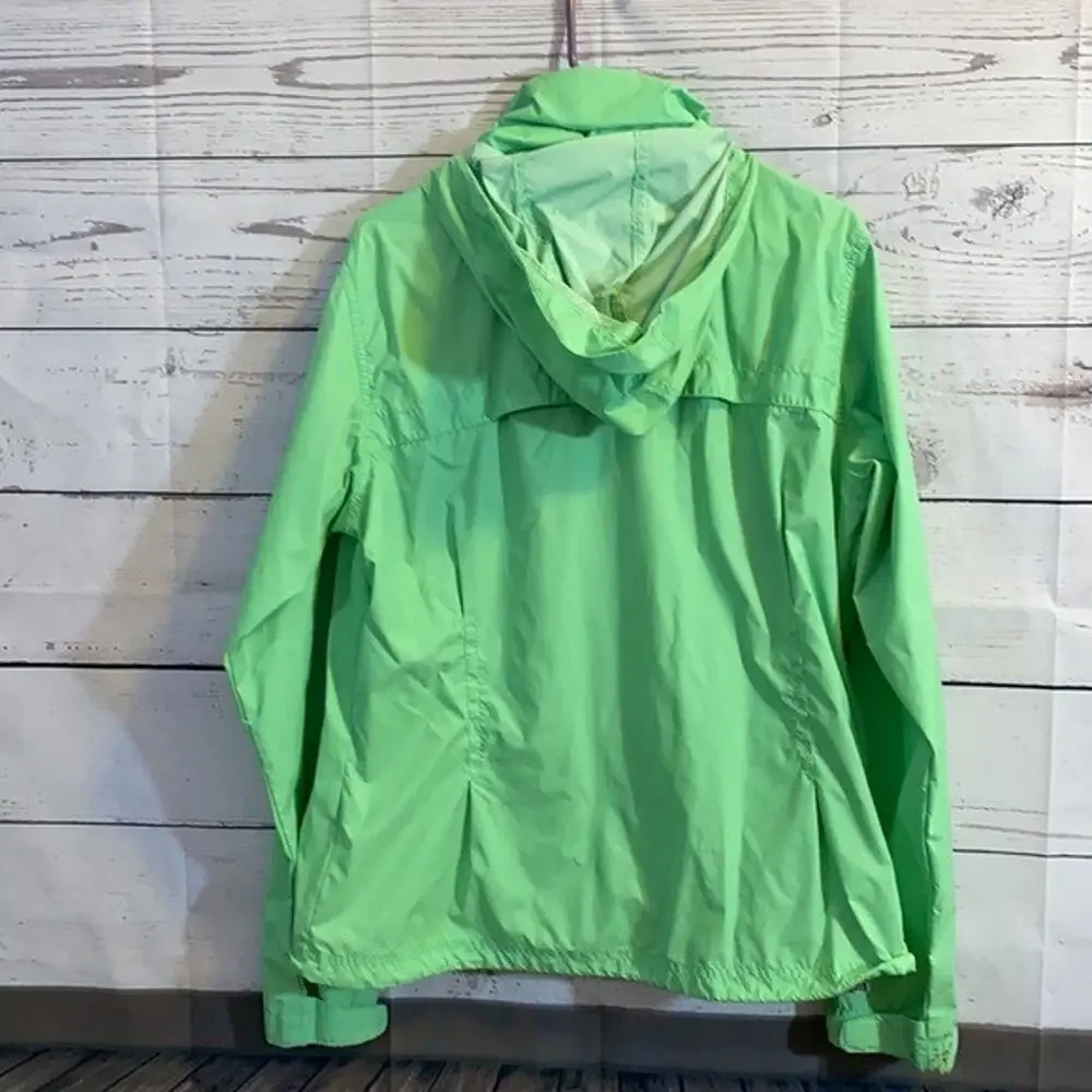 Columbia Youth Jacket Girls YXL Green Nylon‎ Zip windbreaker PAINT STAIN